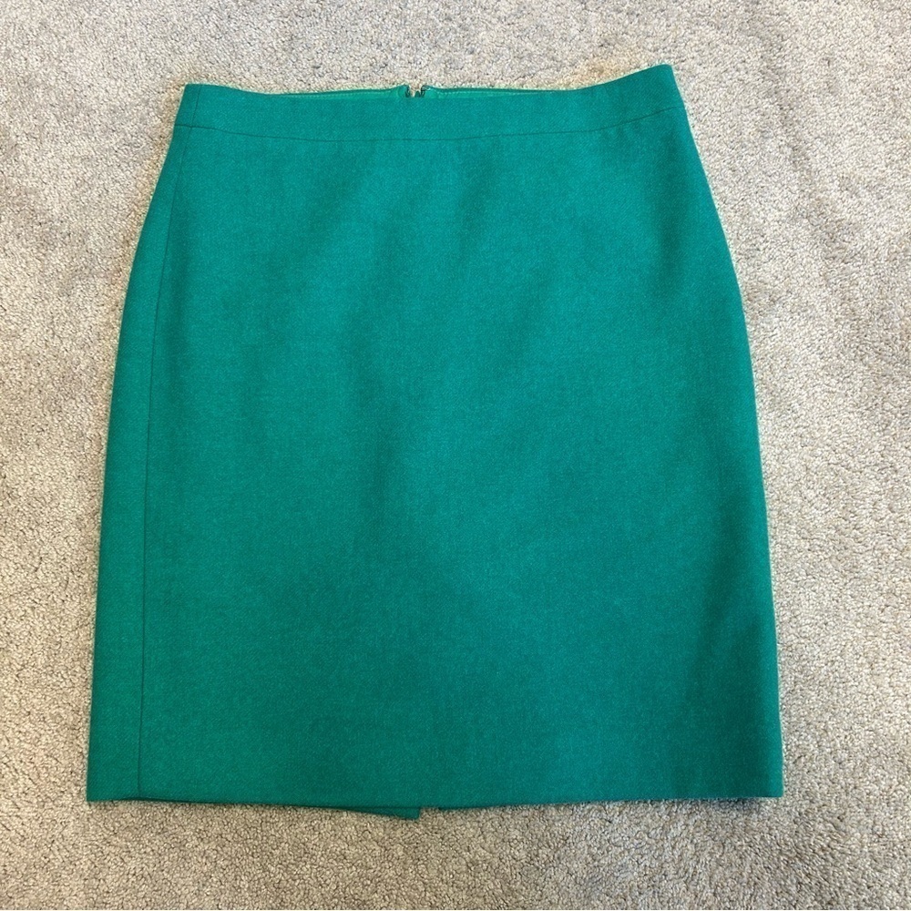 J. Crew The Pencil Skirt Emerald green wool Sz 4